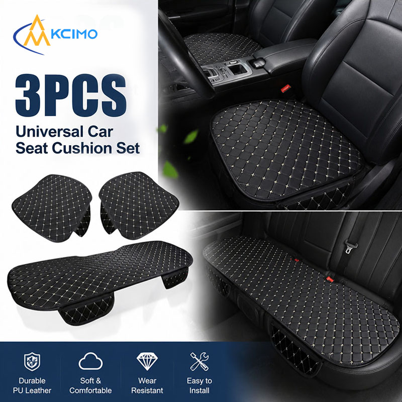 Leather Car Seat Cover - 3pcs Universal Car Seat Cushion Set