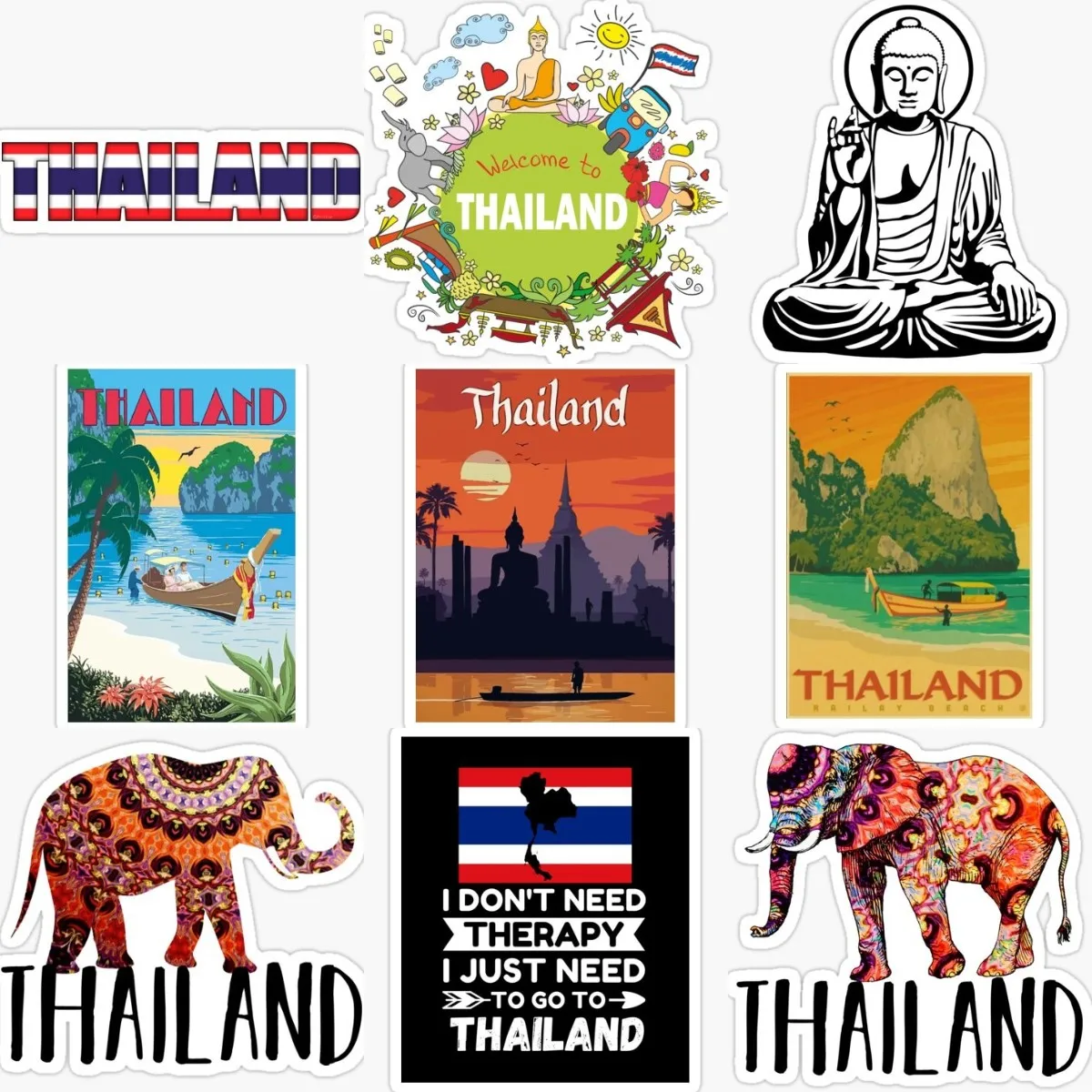 Car Accessories Thailand - Thailand TH Elephant Buddhism Scenery Sticker