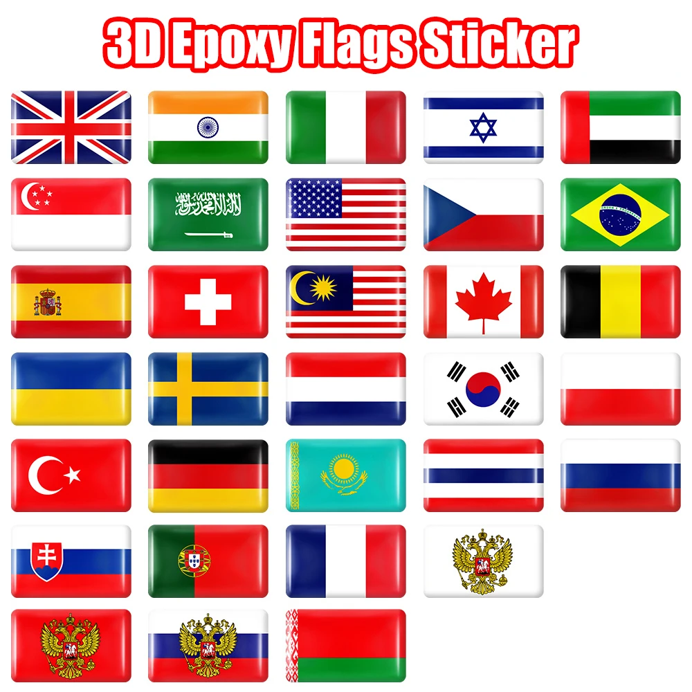 Car Accessories Thailand - 10pcs Epoxy Flags Stickers Car Interior