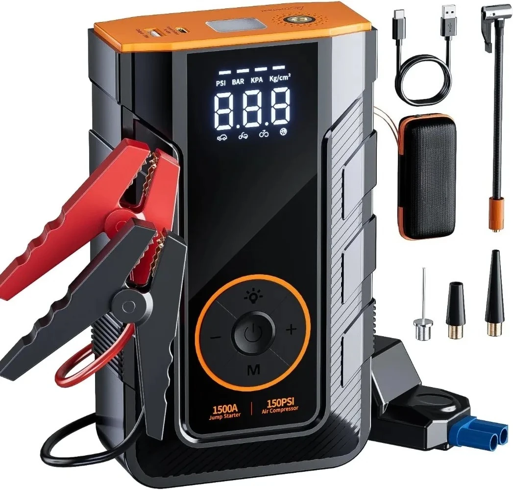 Portable Jump Starter - 4-in-1 Car Emergency Starter with Air