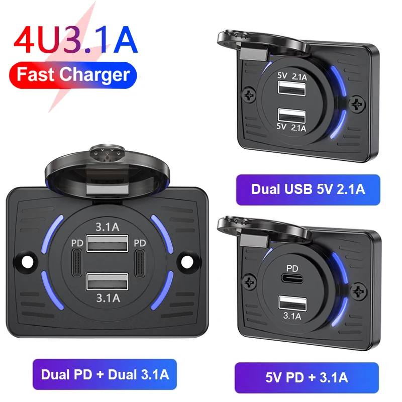Car Accessories Thailand - 12V-24V Dual USB QC3.0 PD 3.1A/2.1A