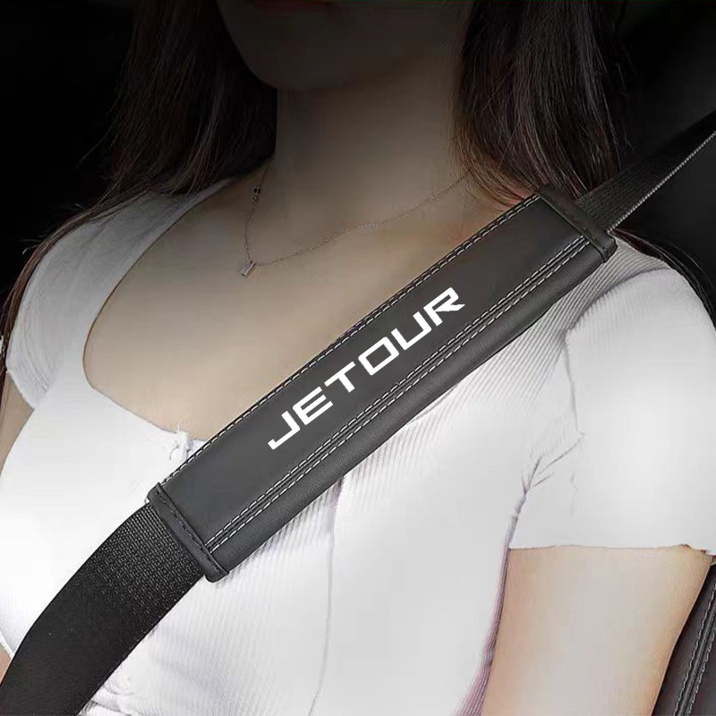 Leather Car Seat Cover - 2Pcs Nappa Leather Safety Belt Shoulder