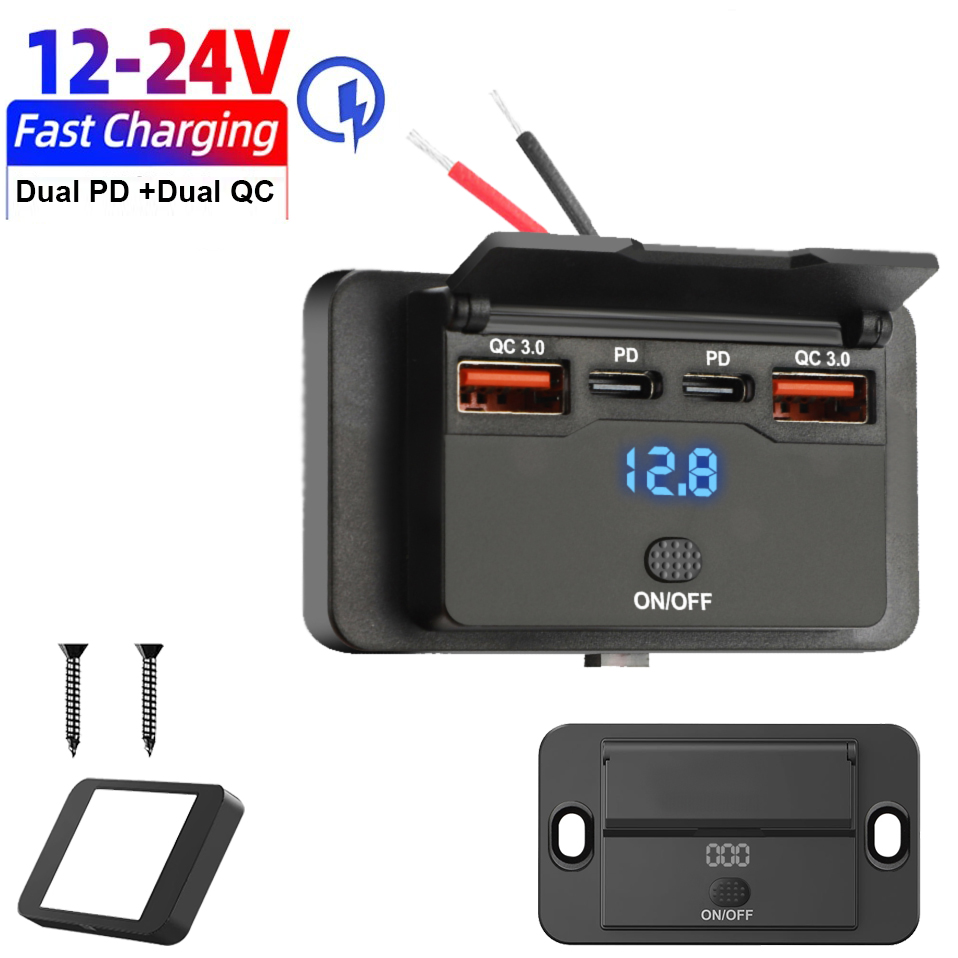 Car Accessories Thailand - 4-Ports 12/24V USB C Outlet Panel