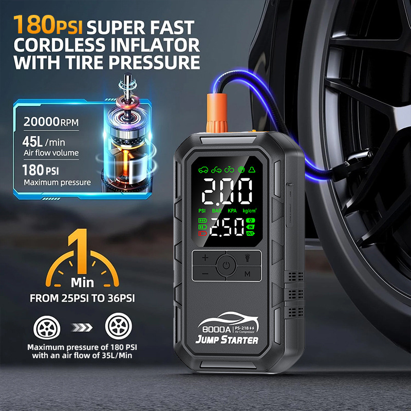 7Pcs 8000mAh Car Jump Starter  - огляд і ціна Portable Jump Starter