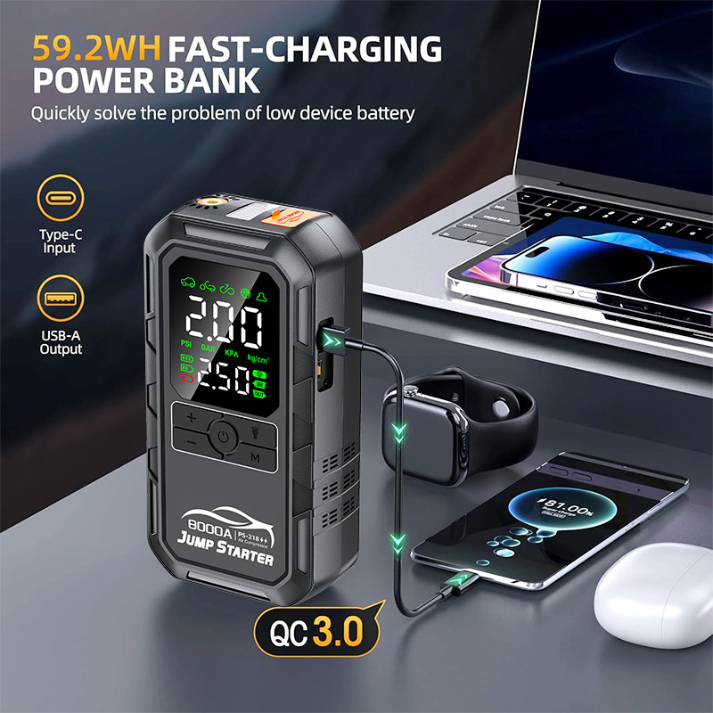 7Pcs 8000mAh Car Jump Starter  - огляд і ціна Portable Jump Starter