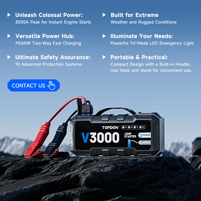 TOPDON V3000 3000A PD60W Bi-Di - огляд і ціна Portable Jump Starter