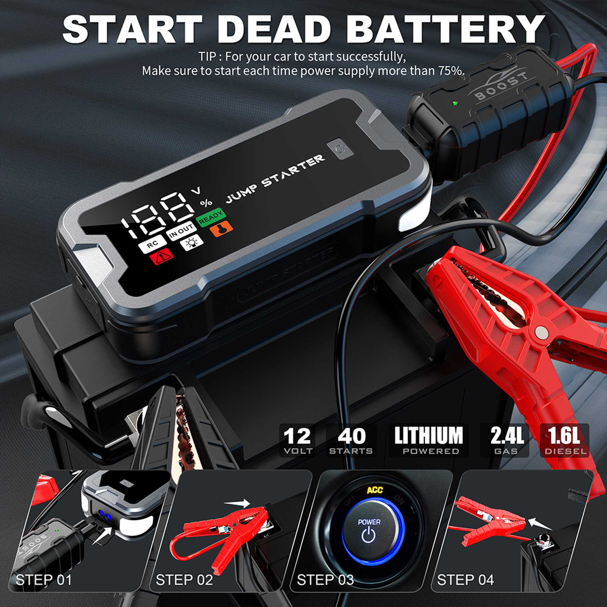 4000A Car Jump Starter ,Portab - огляд і ціна Portable Jump Starter